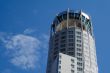 Modern building on background blue sky.