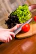 cook cuts tomato