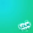 3D illustration of the word Love Green mini
