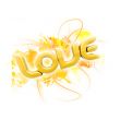 3D illustration of the word Love Yellow 2