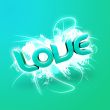 3D illustration of the word Love Green