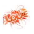 3D illustration of the word Love Orange 2