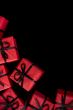 red gift boxes on black