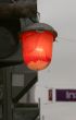 A red street lamp