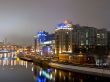 Big highlighted house on the Moscow river