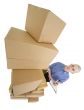 Man and pile cardboard boxes