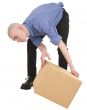 Man looking under cardboard box