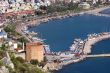 Red tower and port