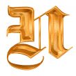 Golden pattern gothic letter N
