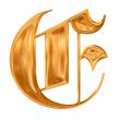 Golden pattern gothic letter E