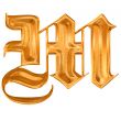 Golden pattern gothic letter M