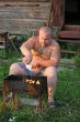 The man makes fire