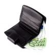 euro and a leather purse