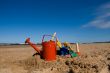 Beach toys in the sandy beach