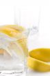 soda water and lemon slices