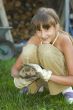 girl with hedgehog