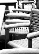 wooden furniture in snow