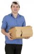 Man with having a hole cardboard box