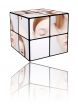 Portrait of the girl in a Rubic`s cube