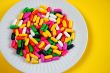 Colorful candy on plate
