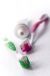 toothpaste and toothbrushes