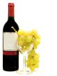 red wine with wineglasses and grape