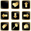 Black gold square web buttons