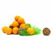 mandarines and golden balls with green