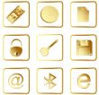 Vector gold square web buttons set 3