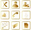 Vector gold square web buttons set2