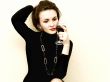 woman with red whine
