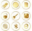 Vector gold round web buttons set 3