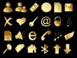 Gold icons set on the black