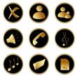 golden black round web buttons set 1