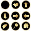 Black gold round web buttons