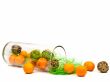 decorative glass vase with mandarines