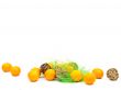 mandarines and golden balls with green