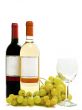  red and white wine with vine and wineglass