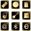 Vector black square web buttons set 3