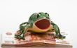 Ceramic frog on a pile of  denominations