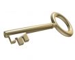  key in gold with white background 3d made