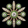 Diamond Brooch with Emeralds