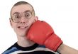 Man of kick in boxer glove