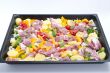 Crude meat and vegetables sliced