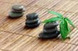 spa stones with green leaf