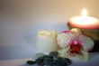 spa stones with orchid and candle