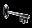 key in glass with black background - 3d made