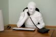 Businessman mummy with telephone
