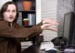 emotional man in office