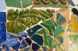 Detail of the ceramics from the Guadi bench in park Guell Barcelona, Spain